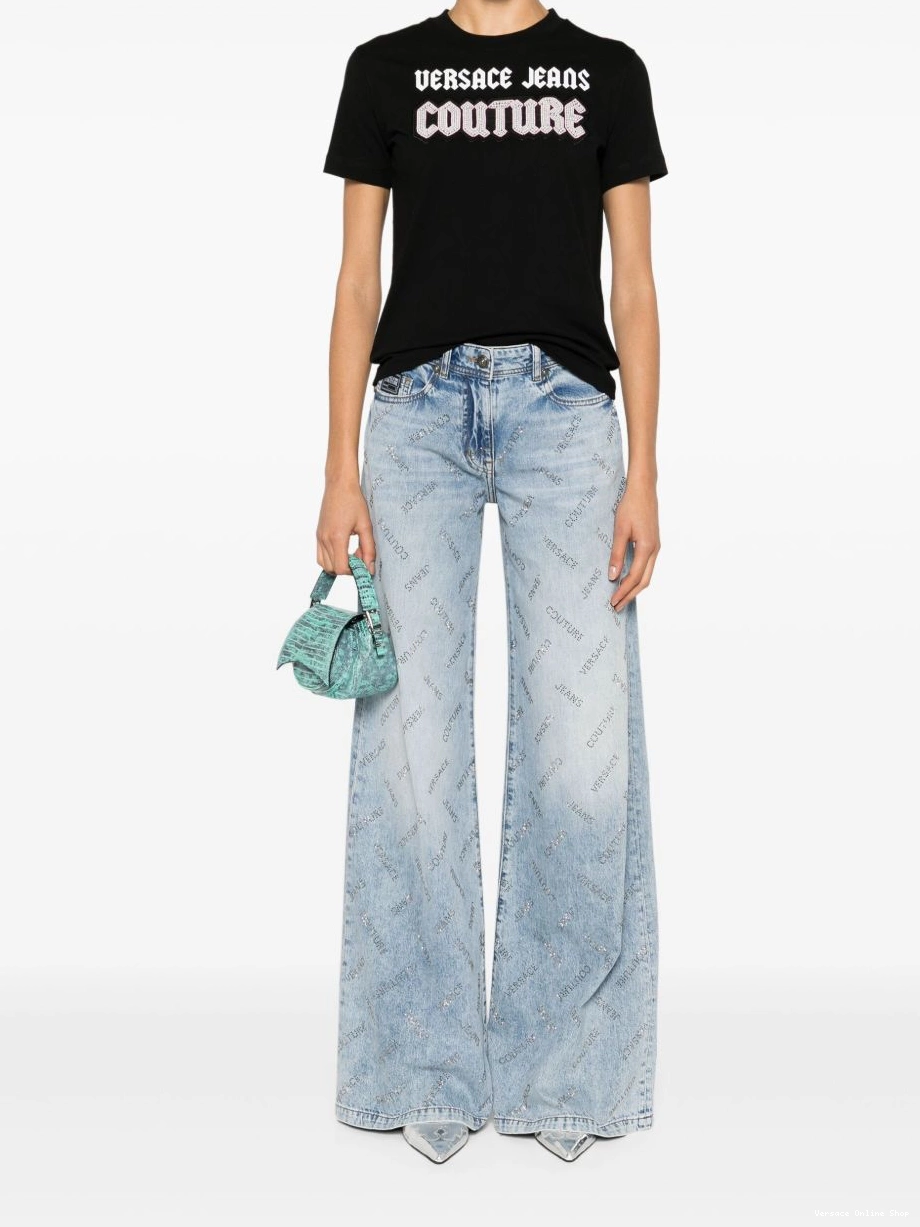 Affordable jeans Jeans Versace straight-leg Couture Women crystal-logo 0325